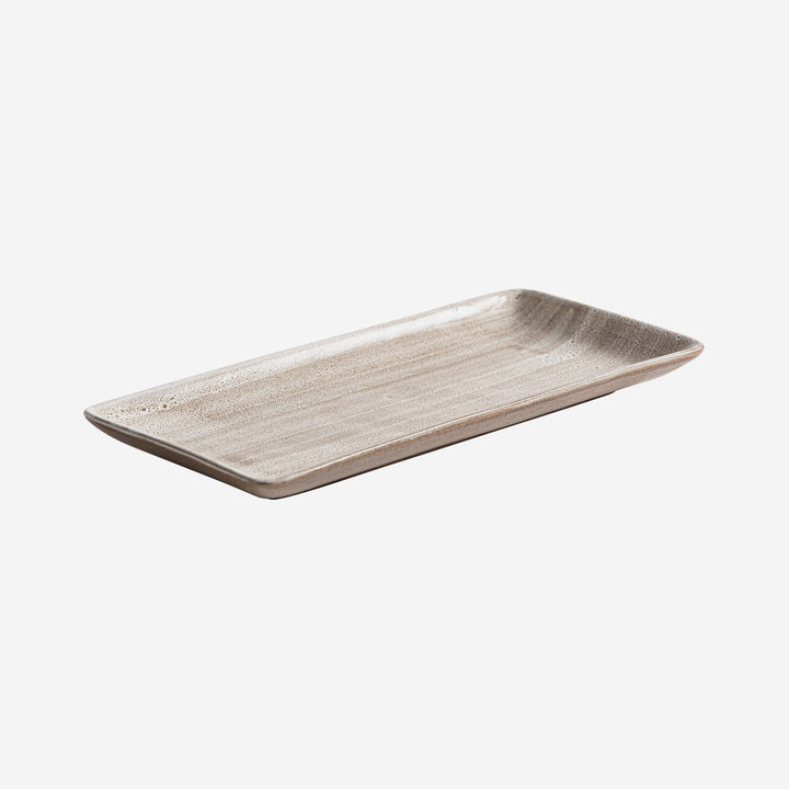 Plato de porcelana en color beige 25 x 12 x 2 cm (pack de 6)