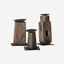 Portavelas de madera de mango reciclada en color marrón envejecido (juego de 3)