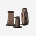 Portavelas de madera de mango reciclada en color marrón envejecido (juego de 3)