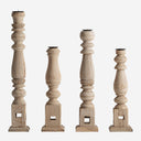 Portavelas de madera de teca y hierro en color marrón claro 17 x 58 cm