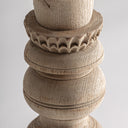 Portavelas de madera de teca y hierro en color marrón claro 17 x 58 cm – detalle
