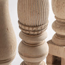 Portavelas de madera de teca y hierro en color marrón claro 17 x 58 cm – detalle