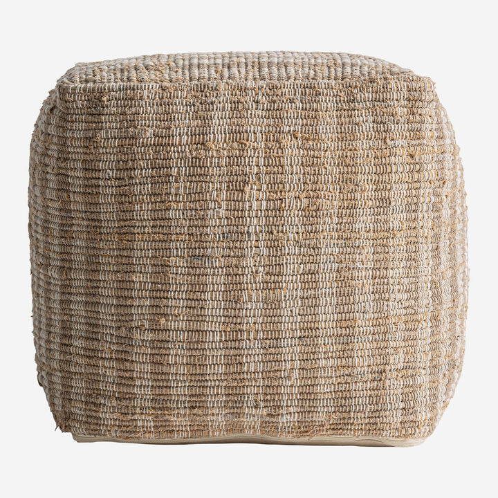 Puf tapizado en algodón en color beige 47 x 46 cm