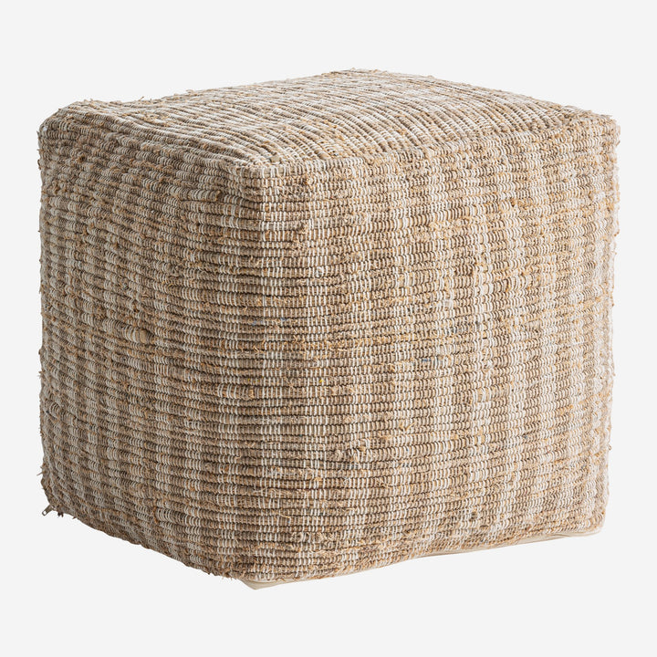Puf tapizado en algodón en color beige 47 x 46 cm