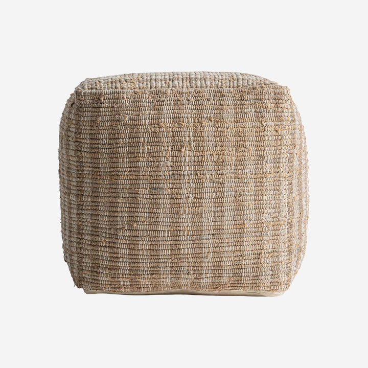 Puf tapizado en algodón en color beige 47 x 46 cm