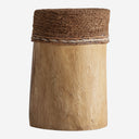 Reposapiés de madera de suar y yute en color marrón
