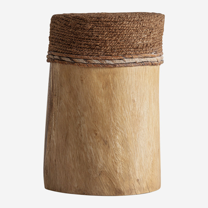Reposapiés de madera de suar y yute en color marrón