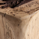Reposapiés de madera de tamarindo en color marrón – 43 x 43 x 46 cm – detalle