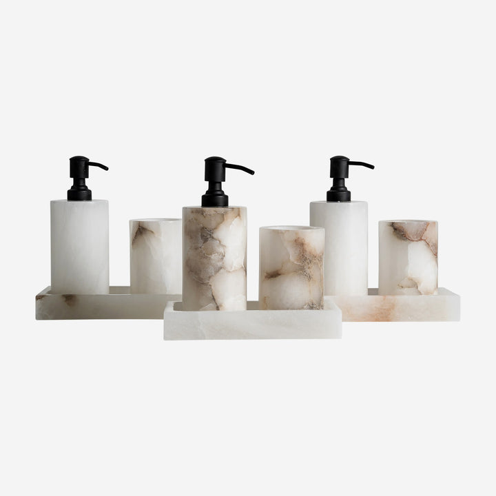 Set de baño de mármol en tonos claros (juego de 3)