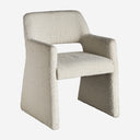 Silla de algodón bouclé y MDF en color blanco roto