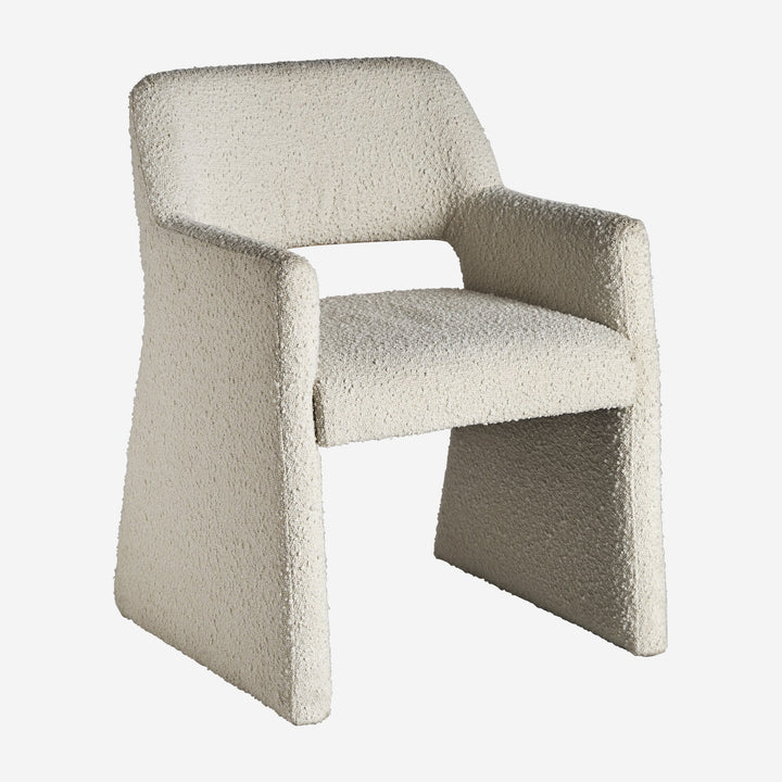 Silla de algodón bouclé y MDF en color blanco roto