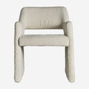 Silla de algodón bouclé y MDF en color blanco roto