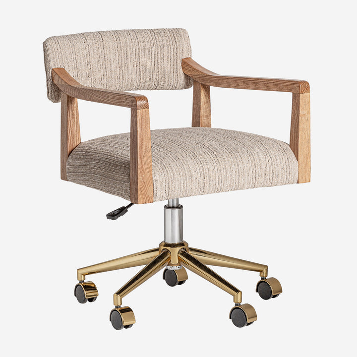 Silla de escritorio de poliéster y madera de roble en color marrón