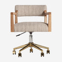 Silla de escritorio de poliéster y madera de roble en color marrón