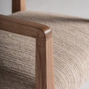 Silla de escritorio de poliéster y madera de roble en color marrón – detalle