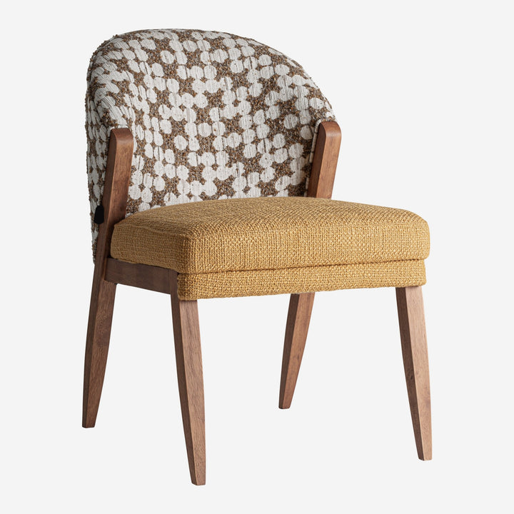 Silla de madera de caucho y algodón en color marrón