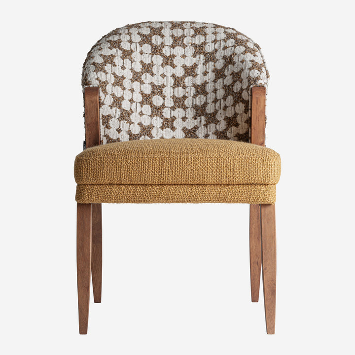 Silla de madera de caucho y algodón en color marrón