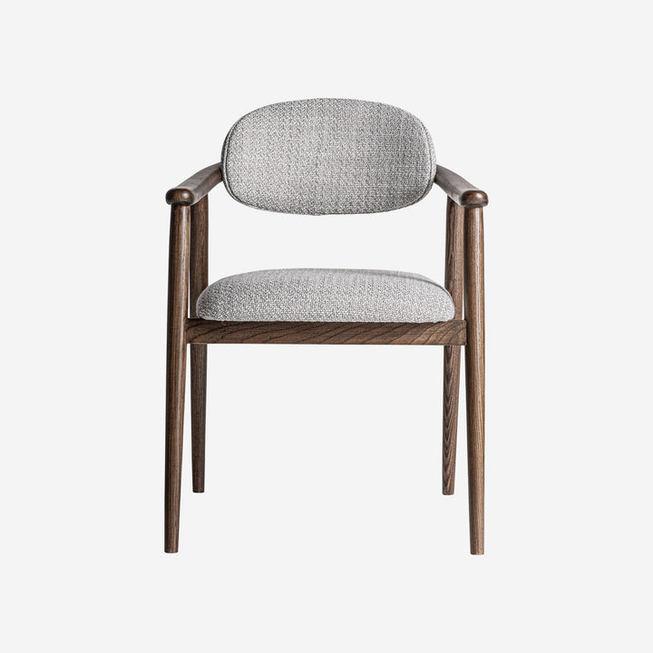 Silla de madera de fresno y poliéster en color marrón mate