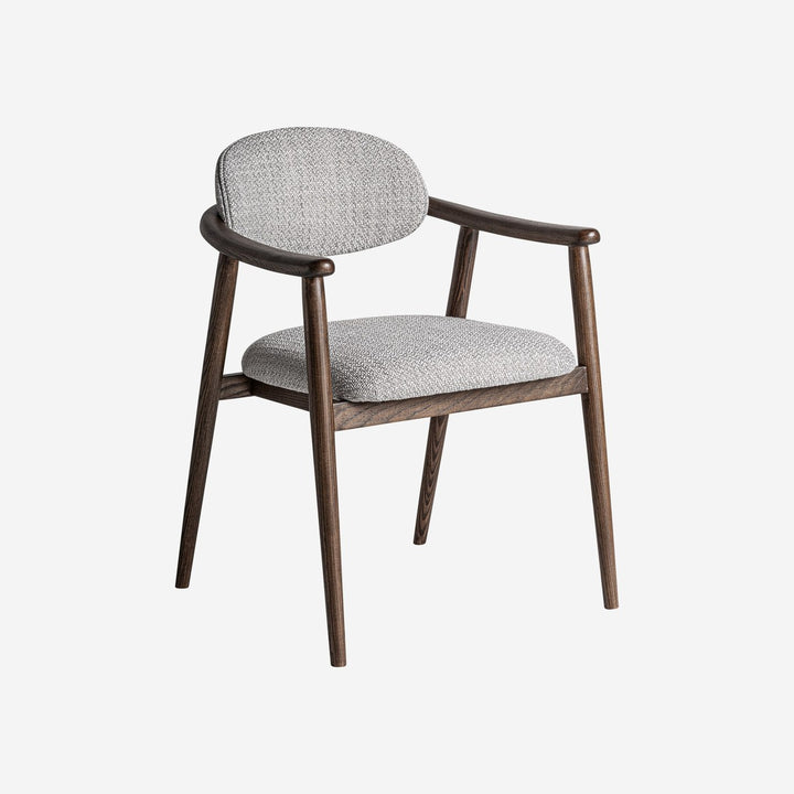 Silla de madera de fresno y poliéster en color marrón mate