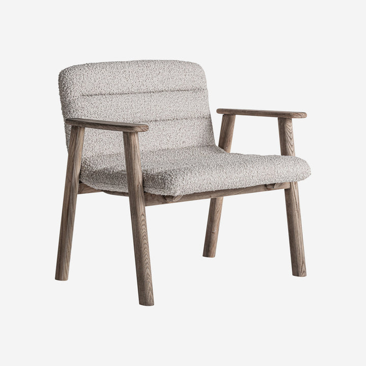 Silla de madera de olmo y poliéster en color marrón claro
