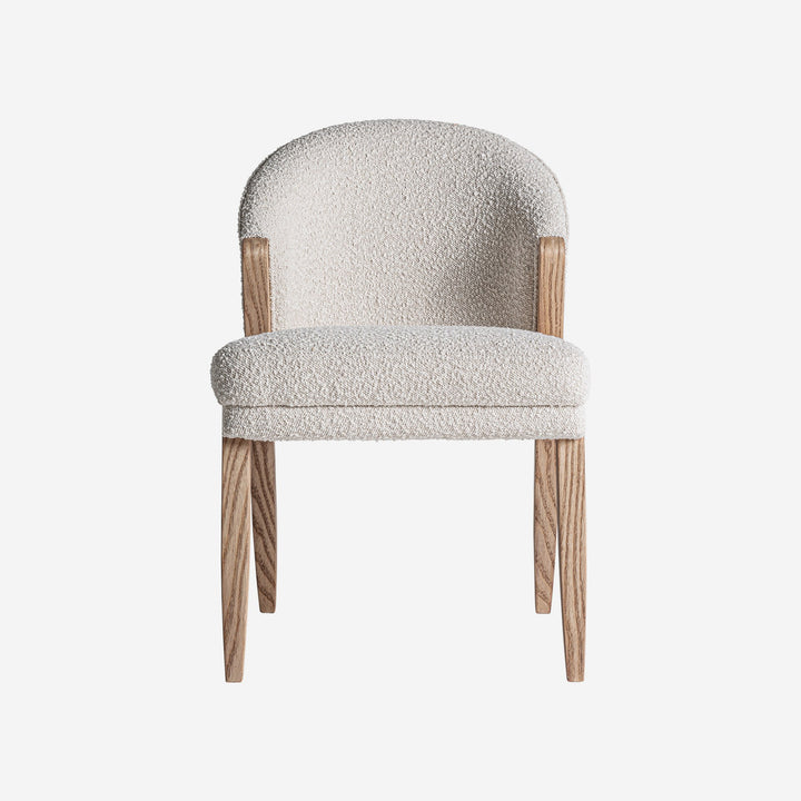 Silla de madera de pino y algodón bouclé en color marrón