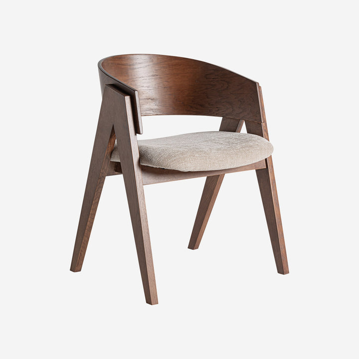 Silla de madera de roble y poliéster en color marrón 63 x 55 x 81 cm