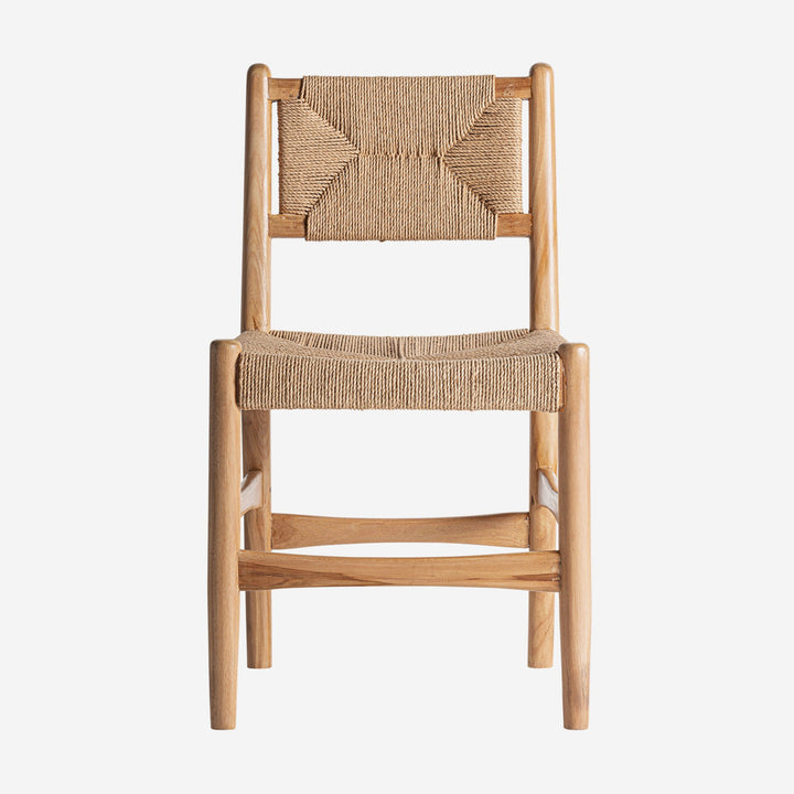 Silla de madera de teca y cáñamo en color marrón claro (pack de 2)