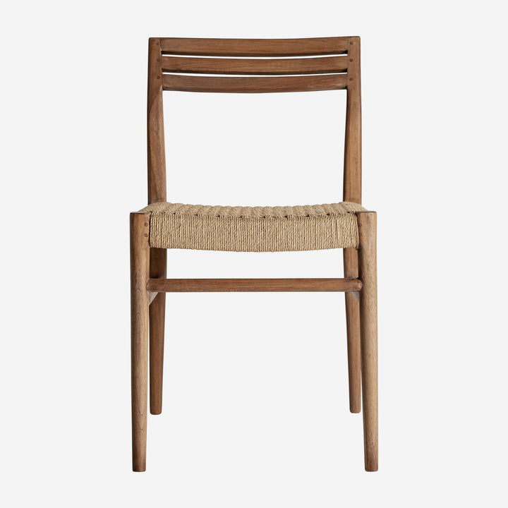 Silla de madera de teca y cuerda en color marrón 45 x 50 x 80 cm (pack de 2)