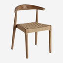 Silla de madera de teca y cuerda en color marrón 55 x 50 x 76 cm (pack de 2)