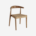 Silla de madera de teca y cuerda en color marrón 55 x 50 x 76 cm (pack de 2)