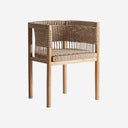 Silla de madera de teca y cuerda sintética en color marrón 59 x 49 x 74 cm