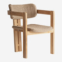 Silla de madera de teca y cuerda sintética en color marrón 62 x 60 x 77 cm