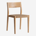 Silla de madera de teca y cuerda sintética en color marrón claro 45 x 50 x 81 cm