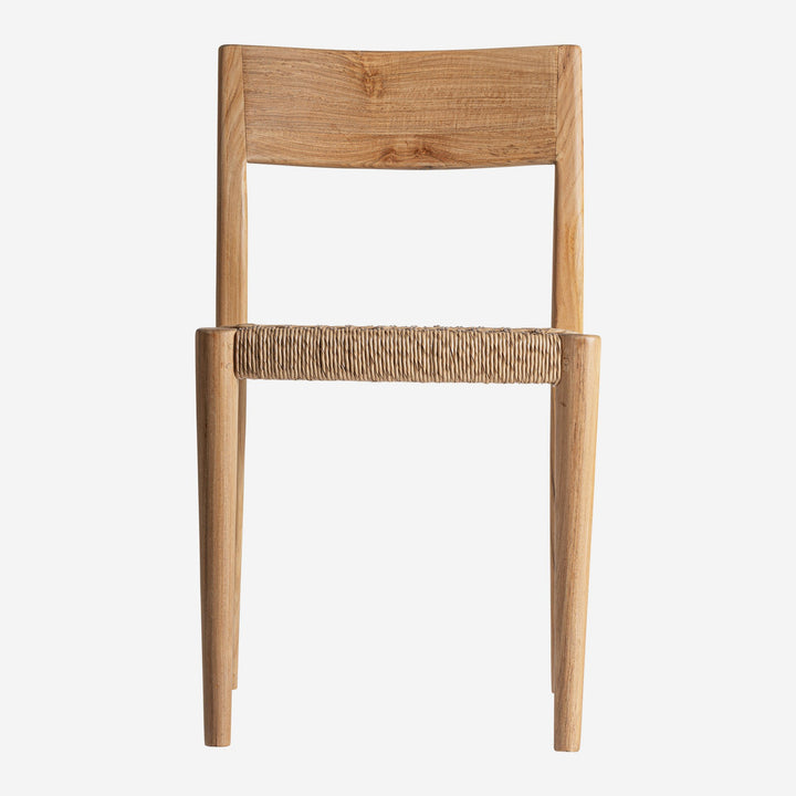 Silla de madera de teca y cuerda sintética en color marrón claro 45 x 50 x 81 cm