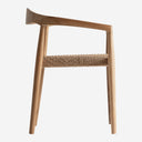 Silla de madera de teca y cuerda sintética en color marrón claro 59 x 53 x 74 cm