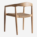 Silla de madera de teca y cuerda sintética en color marrón claro 59 x 53 x 74 cm