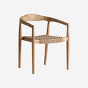 Silla de madera de teca y cuerda sintética en color marrón claro 59 x 53 x 74 cm