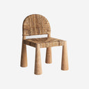 Silla de madera de teca y enea en color marrón