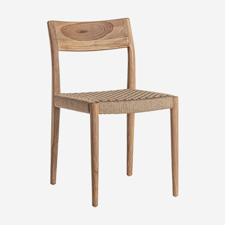 Silla de madera de teca y fibra natural (pack de 2)