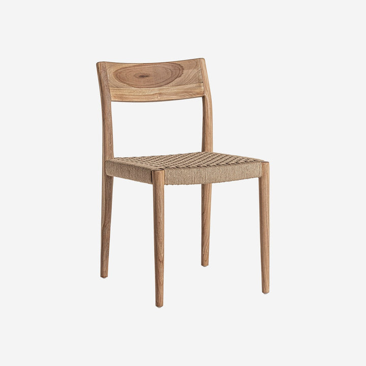 Silla de madera de teca y fibra natural (pack de 2)