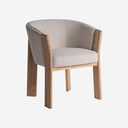 Silla de piel y madera de roble – Marrón y beige