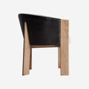 Silla de piel y madera de roble