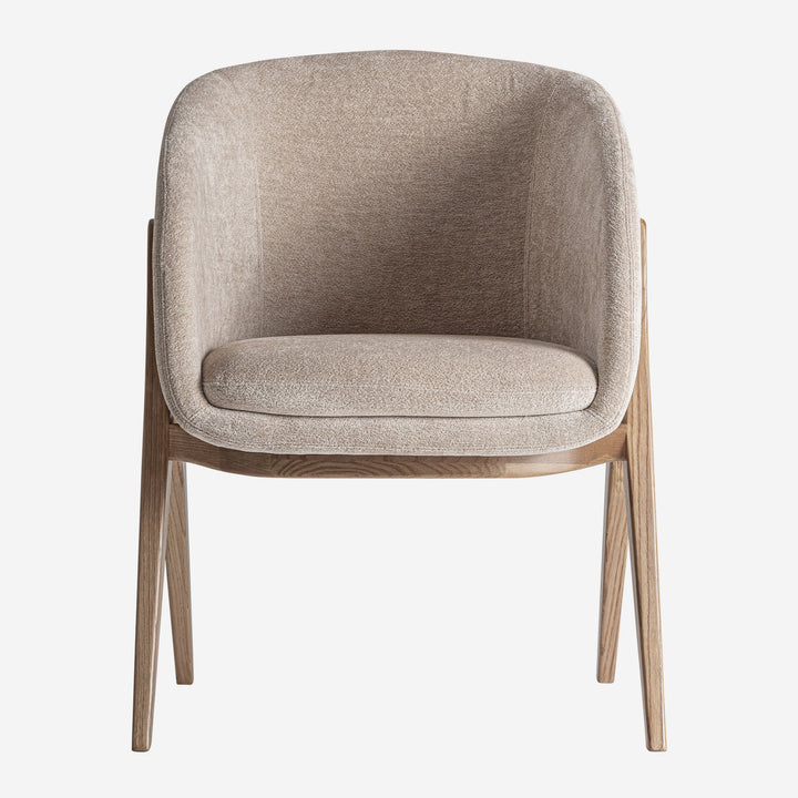 Silla de poliéster y madera de fresno en color beige 59 x 61 x 79 cm