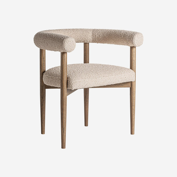 Silla de poliéster y madera de fresno en color beige 66 x 55 x 69 cm