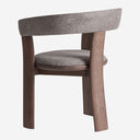 Silla de poliéster y madera de fresno en color topo