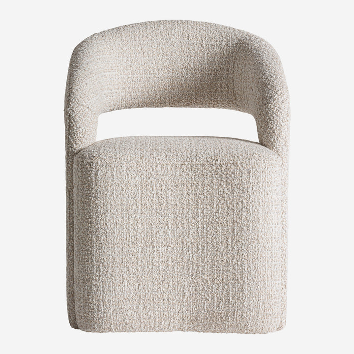 Silla de poliéster y madera de pino en color crema jaspeado