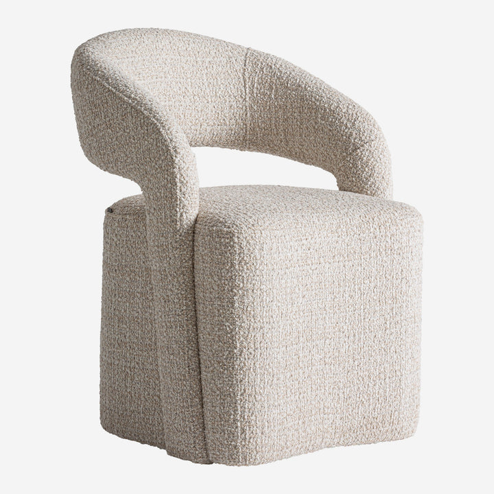 Silla de poliéster y madera de pino en color crema jaspeado