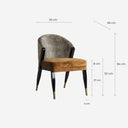 Silla de terciopelo y madera de caucho en color ocre