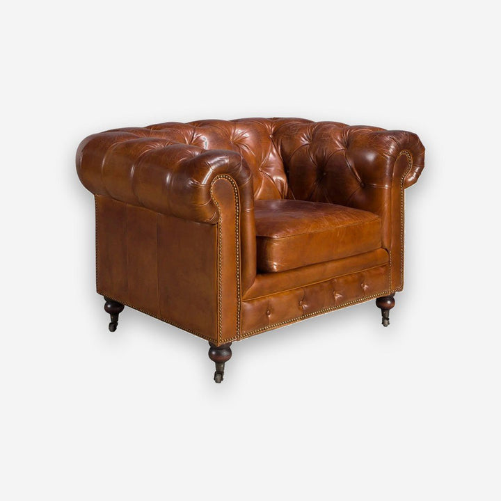 Sillón Chester piel marrón coñac