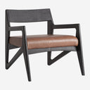 Sillón de madera de acacia y cuero en color negro